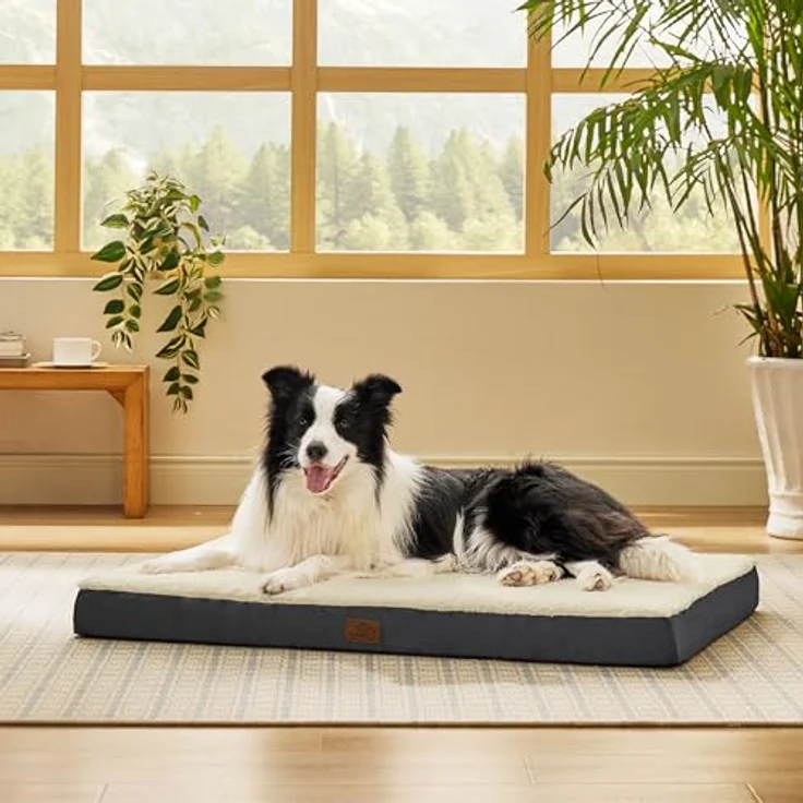BEDSURE orthopädisches Hundebett mittelgroße Hunde, flauschig, waschbar, grau für mittelgroße Hunde, 91 x 69 x 7.6 cm – Bild 7