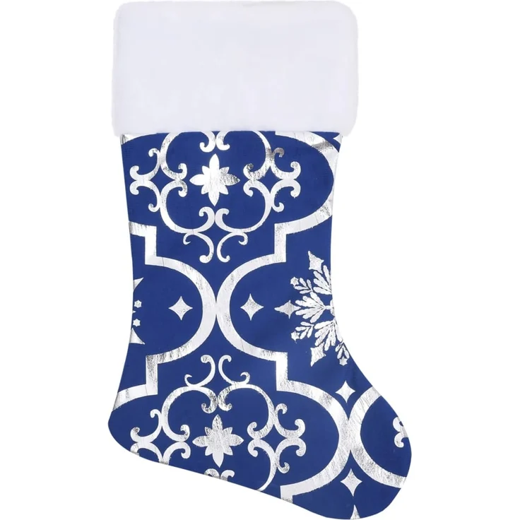 vidaXL Luxus-Weihnachtsbaumdecke mit Socke Blau 122 cm Stoff 330279 – Bild 4