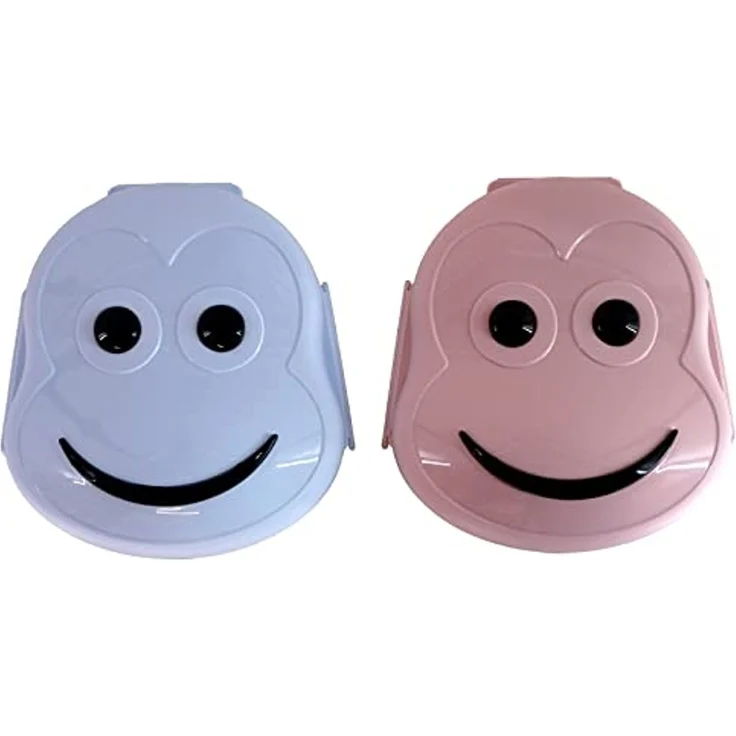 HAC24 Lunchbox Kinder Brotdose Brotbox Frühstücksbox Vesperbox Vesperdose, Kunststoff, (2-tlg), Affenkopf Design mit Klick Verschluss – Bild 1