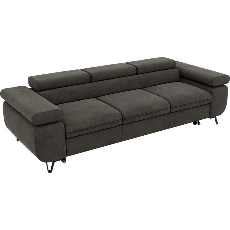Polstersofa PETER, Sofa 3-Sitzer mit Schlaffunktion, verstellbaren Armlehnen und Kopfstütze, Gepolsterte Couch, Wellenfeder - Dunkelgrau Velvet – Bild 6