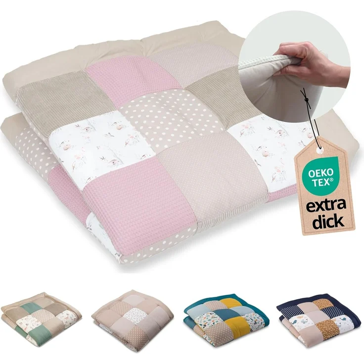 ULLENBOOM Krabbeldecke für Baby 140x140 cm, 100% Oeko-TEX Materialien, Made in EU, Dick & weich gepolstert, Märchenwald - ideal als Babydecke, Krabbelmatte & Spieldecke Baby
