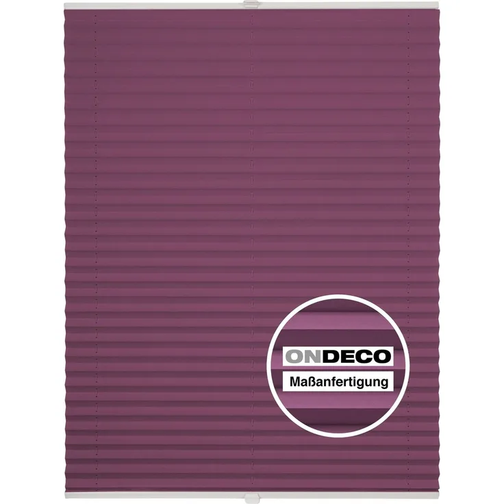 ondeco Plissee Klemmfix auf Maß für alle Fenster innen, ohne Bohren, Montage Klemmträger Sonnenschutz Sichtschutz Rollo Blickdicht - Lila - B): 41-50 cm, H): 101-150 cm