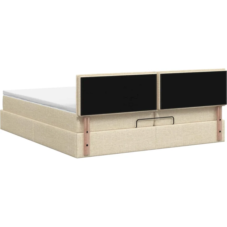 vidaXL Ottoman Bett mit Matratze mit Kopfteil Creme 200 x 200 cm Stoff 3456273 – Bild 9
