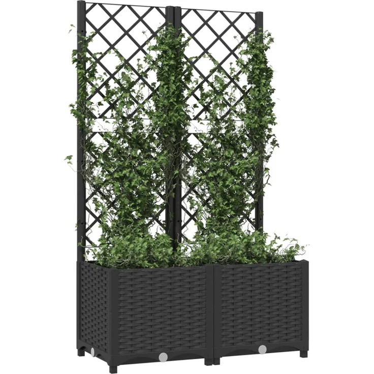 vidaXL Garten-Pflanzgefäß mit Spalier Schwarz 80 x 40 x 136 cm PP 318271 – Bild 3