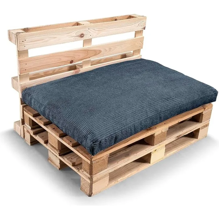 Gutekissen® Palettenkissen Gerippte Kissen mit Reißverschluss, Palettenauflagen Sitzkissen Rückenlehne Gerippt PWL (Sitzkissen 120x60, Dunkelblau)