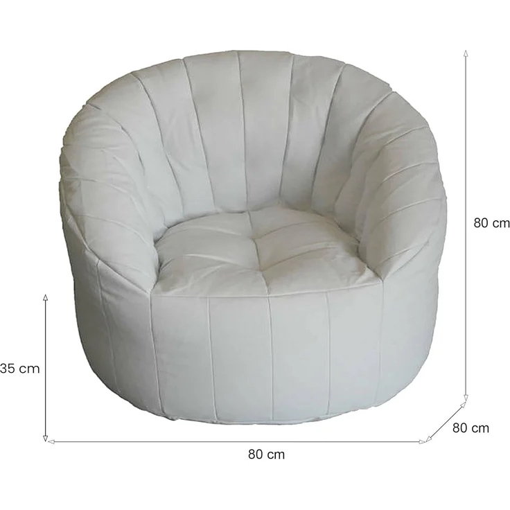 Dmora Runder gepolsterter Sessel, weiße Farbe, Maße 80 x 80 x 80 cm – Bild 2