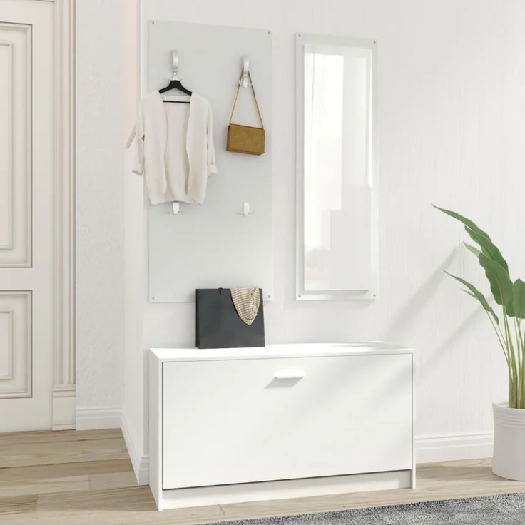vidaXL 3-tlg. Flurmöbel-Set Weiß Holzwerkstoff 342570 – Bild 9