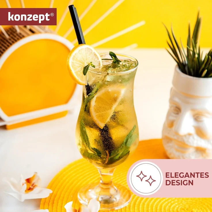KONZEPT Cocktailglas Set 420ml - Eiskaffe Gläser, Milchshake Gläser & Longdrinkgläser, 6-tlg, Ideal für Bier, Eisbecher & Coctails – Bild 5