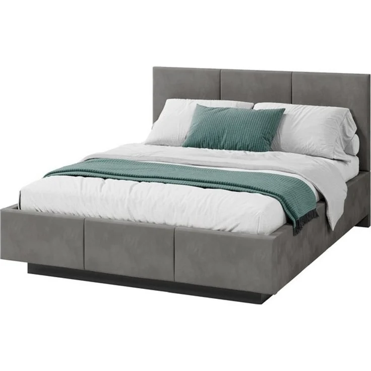 FDM Polsterbett ALMADA modern mit Bettkasten MADE IN EU - mit Trinity Velours Bezug (verfügbar 90x200 120x200 140x200 160x200 180x200cm, Bettrahmen, Bett, mit großen gepolsterten Kopfteil, mit Bettkasten zum aufklappen), Hebbarer Metallrahmen, Bettkast... – Bild 4