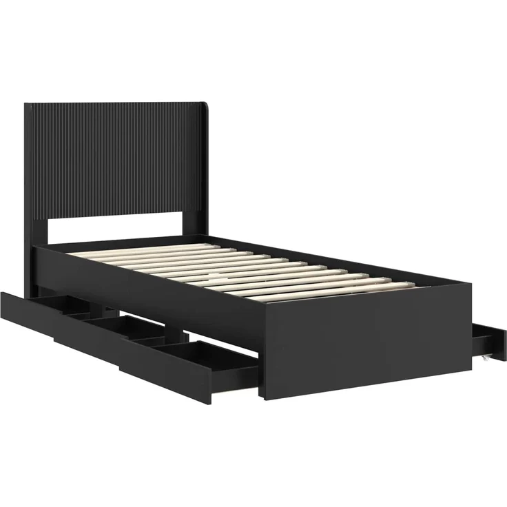 vidaXL Bettgestell mit Stauraum und Kopfteil Schwarz 100 x 200 cm 3413972 – Bild 5