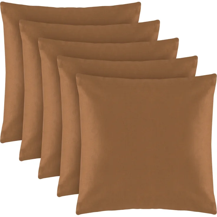 Dekokissen 40x40 im 5er Pack ( Braun ), Kissenbezug aus 100% Baumwolle - Dekoratives Kissen, weicher Bezug - Öko Tex - in vielen Farben