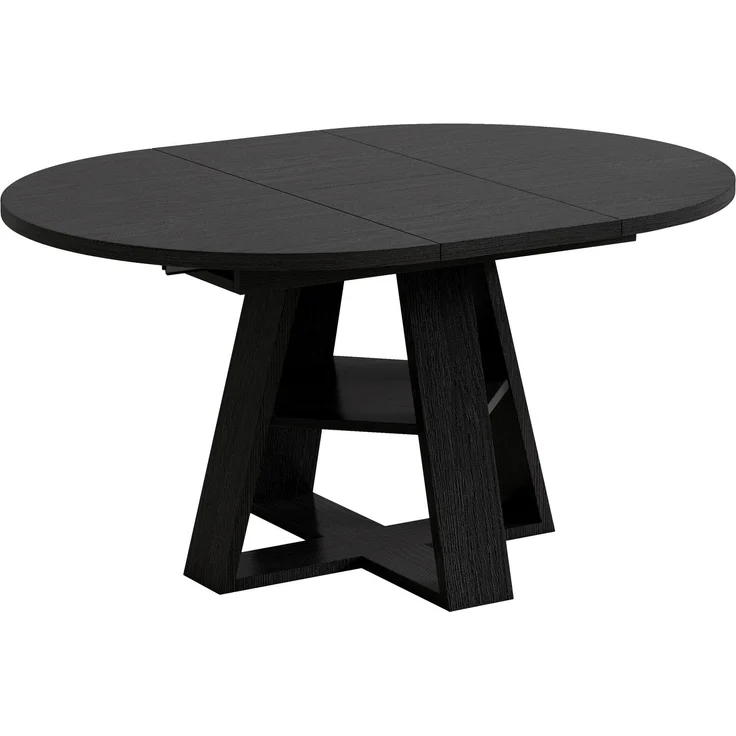 Esstisch ausziehbar, Ø 110 cm, ausgezogen B 150 x T 110 x H 75 cm, MDF in Schwarz mit Ablage – Bild 10
