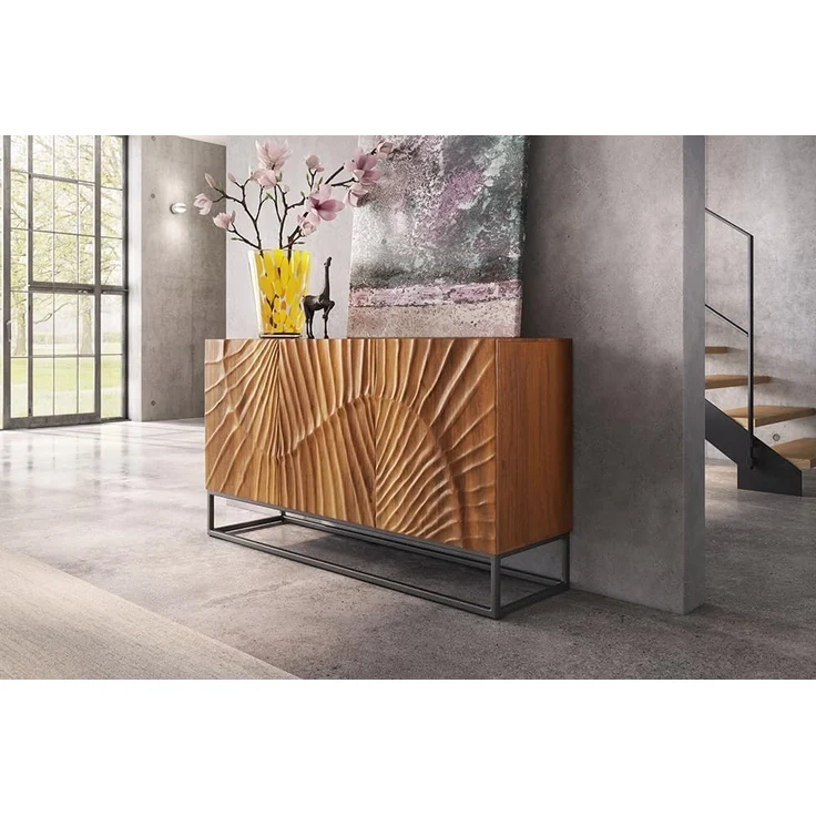 riess-ambiente Sideboard SCORPION 140cm braun, Massivholz · Metall · Kommode · 3D Schnitzereien · Wohnzimmer – Bild 8