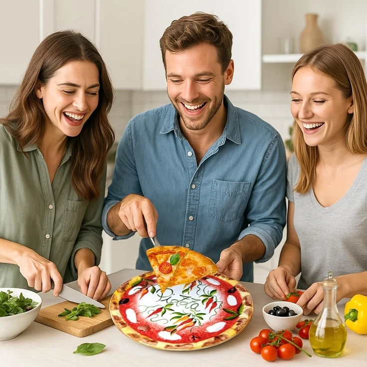 Lashuma Pizzateller Pepperoni, (1 St), Keramik Anrichteteller Ø 33 cm handgemacht – Bild 2