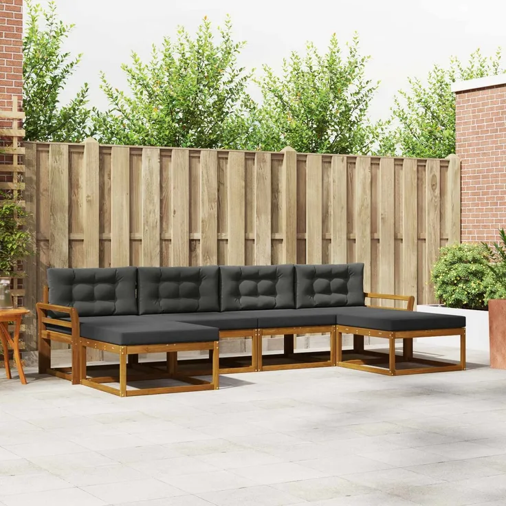 vidaXL Outdoor-Sofagarnitur 6 stk. 6-Sitzer Natur und Anthrazit 3367965