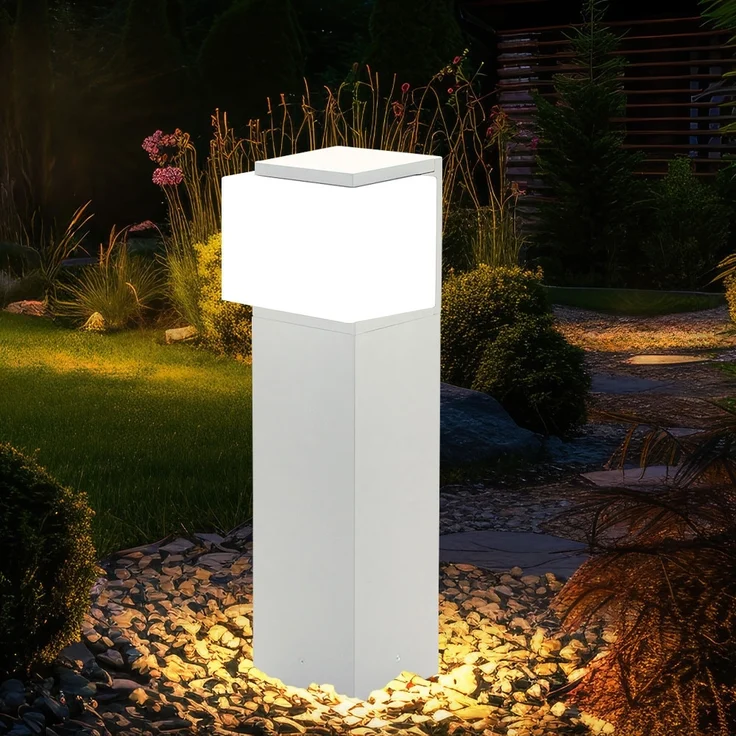 Außen-Stehleuchte, Alu, Glas weiß, H 40 cm – Bild 4