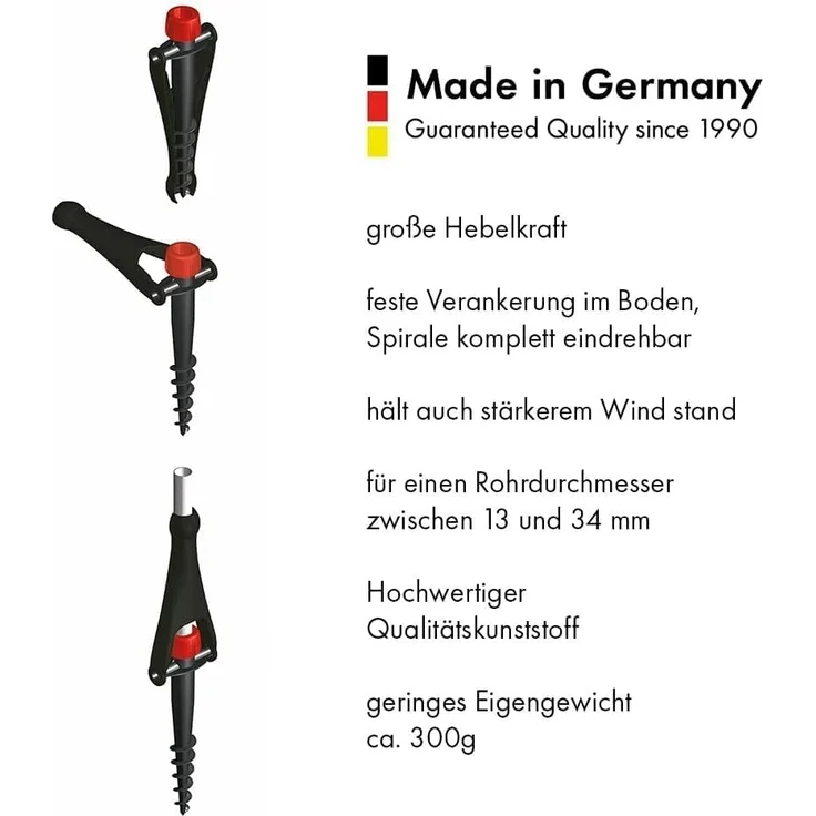 Krinner Vario Drill Sonnenschirmständer Sonnenschirmhalter Bodendübel schwarz für Strand Erde Wiese Garten Freizeit und Camping Made in Germany, 20006 – Bild 4