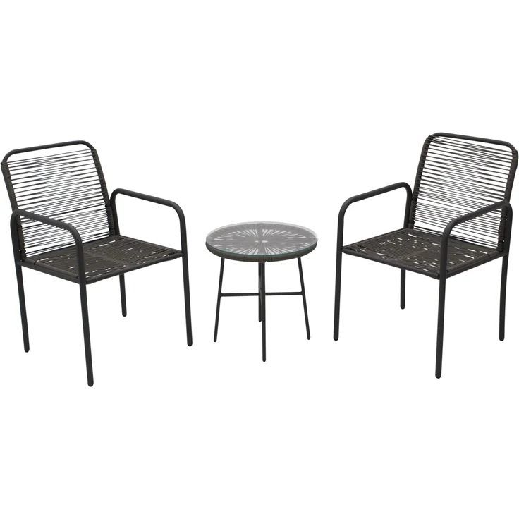 DEGAMO SALINAS Gartengarnitur, Metall + Ropeoptik, anthrazit/grau, 3-teilig (Tisch 45cm) – Bild 1