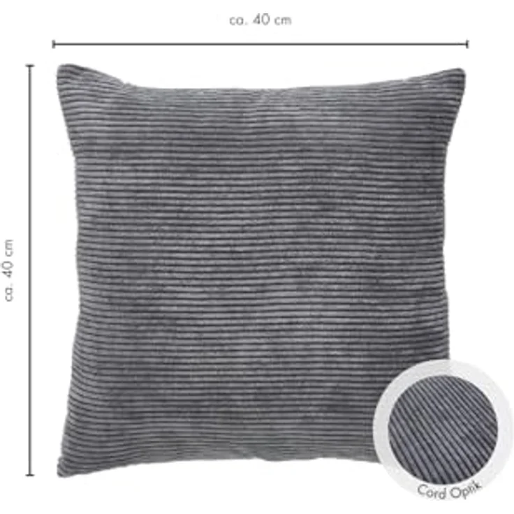 Andiamo Dekokissen Cord Kissen Emy, Sofakissen, Cordsamt, eckig, 40x40 cm, Kissenhülle mit Füllung – Bild 6