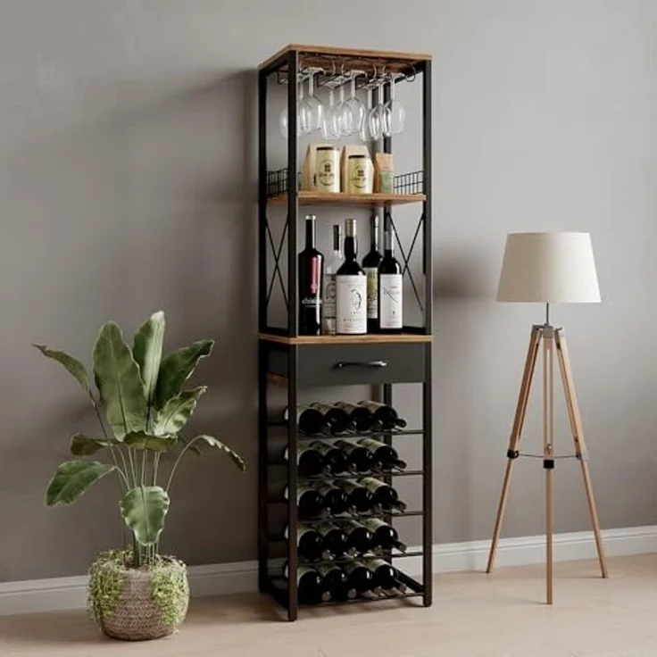 Weinregal Porto Eiche rustikal 40 x 147.5 cm mit Schublade Vicco – Bild 4