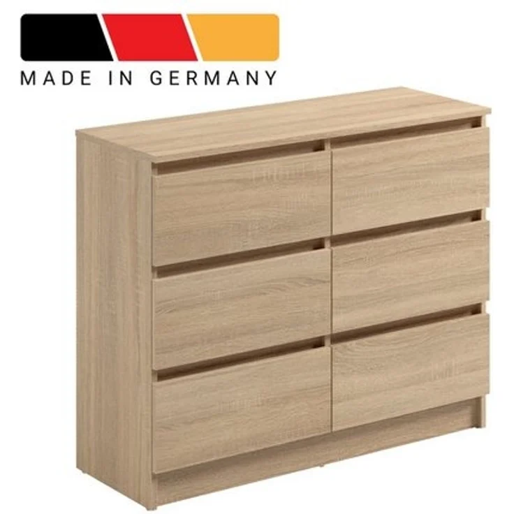 Home Collective Kommode mit 6 Schubladen 95, 120, 140 cm breit Holz Schrank (Highboard Anrichte Schlafzimmer Wohnzimmer Flur Büro Organizer), Kommode 95 cm breit Kommode Sideboard, Sonoma – Bild 4