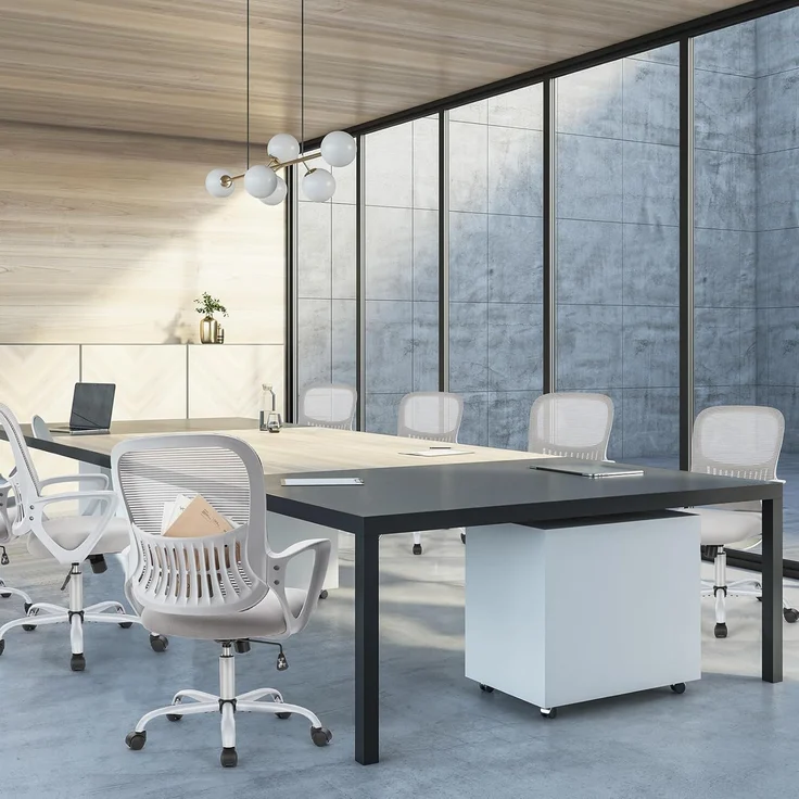 Sweetcrispy Bürostuhl Ergonomisch, Schreibtischstuhl mit Lendenwirbelstütze, Verstellbaren Armlehnen Drehstuhl, Höhenverstellbarer Office Chair, Bürostühle Geeignet für Büro und Schlafzimmer (Grau) – Bild 8