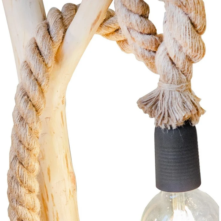NOWA Stehlampe, Leuchtmittel nicht inklusive, Stehlampe Wohnzimmerleuchte Stehleuchte Holz braun Hanfseil E27 H 150 – Bild 2