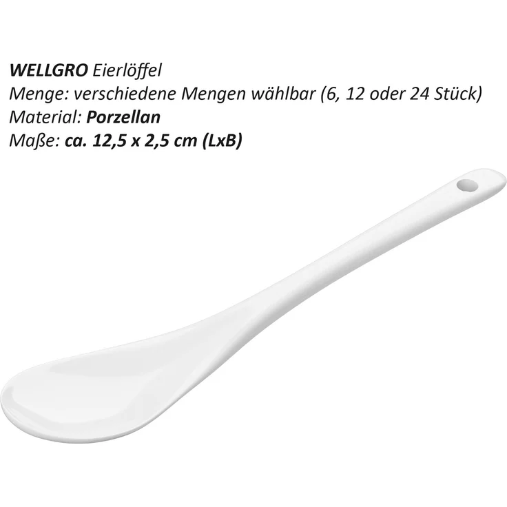 Wellgro Esslöffel Eierlöffel Porzellan (12 Stück) – Bild 2