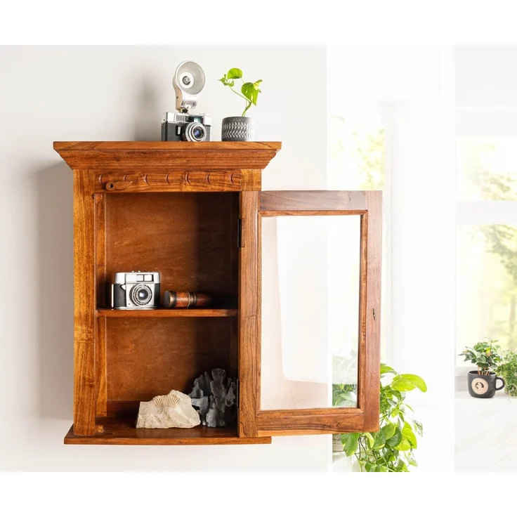 Hängevitrine Akazie 52x24x69 honig lackiert OXFORD #01002 – Bild 4