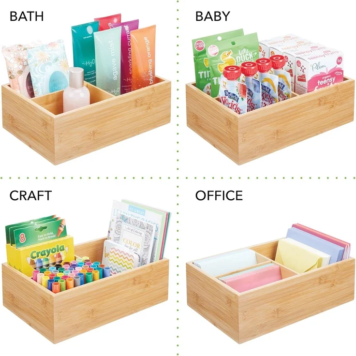 mDesign Deckelhalter Aufbewahrungskorb Organizer 3 Fächer Küche Bambus Natur – Bild 7