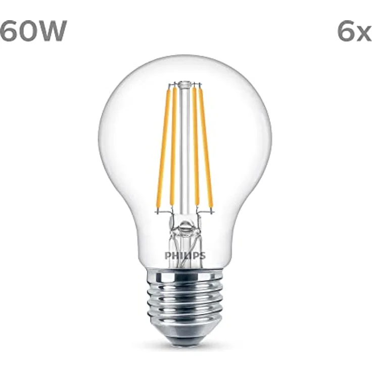 Philips E27 LED-Filamentlampe 7W 850lm klar 4.000K, 6er-Set – Bild 2