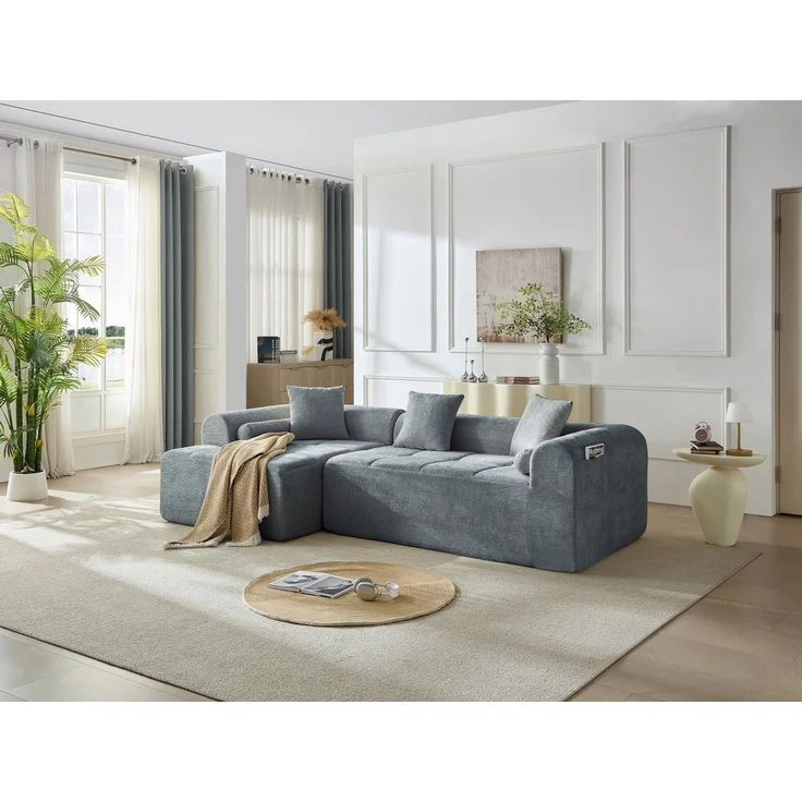 Sinaopus Ecksofa Modulares Sofa aus Chenille als Ecksofa mit Komfortpolsterung, Großzügiges Lounge Sofa mit tiefem Sitzbereich ohne Montage – Bild 1