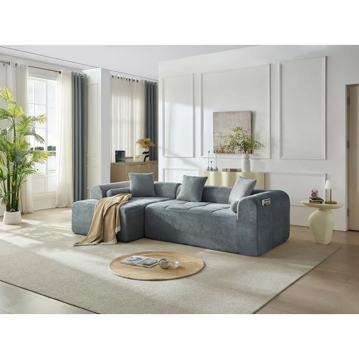 Sinaopus Ecksofa Modulares Sofa aus Chenille als Ecksofa mit Komfortpolsterung, Großzügiges Lounge Sofa mit tiefem Sitzbereich ohne Montage