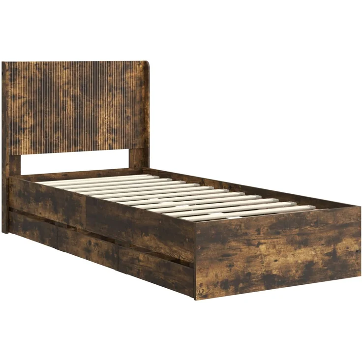 vidaXL Bettgestell mit Stauraum und Kopfteil Räuchereiche 90 x 200 cm 3413981 – Bild 4