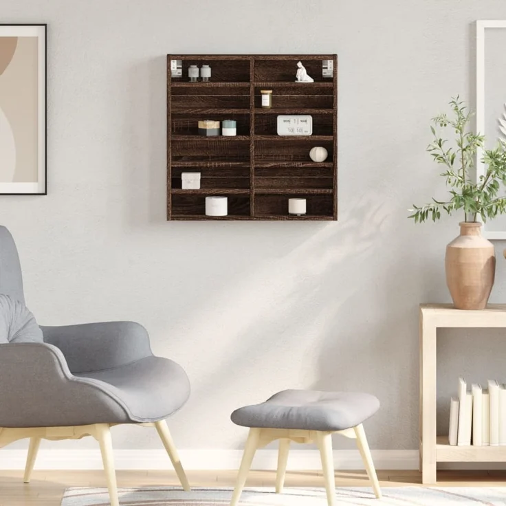 vidaXL Vitrinenschrank Braun Eichen-Optik 60x8,5x58 cm Holzwerkstoff 847967 – Bild 3