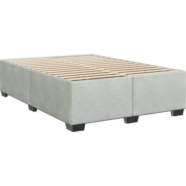 vidaXL Boxspringbett mit Matratze Hellgrau 140x190 cm Samt 3285281 – Bild 5
