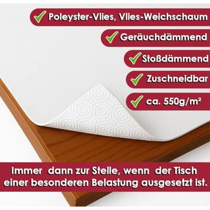 DecoHomeTextil Heimtextilmanufaktur Tischdecke Tischpolster Tischschoner Tischbelag Tischschutz Eckig Weiß – Bild 2