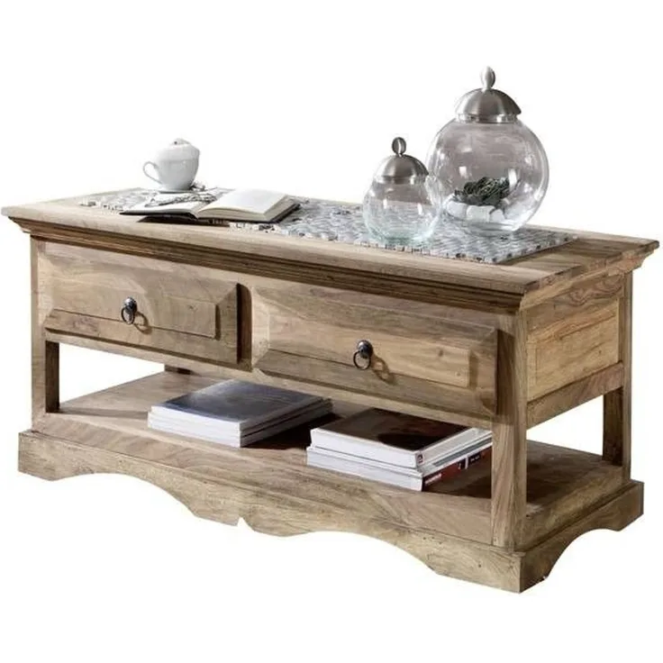 Couchtisch Sheesham 110x50x50 grau geölt LEEDS #44