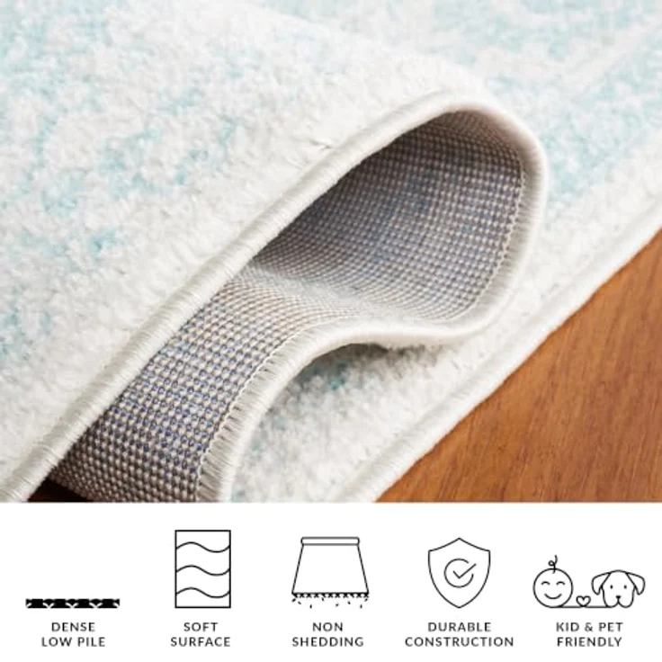 Safavieh Akzent-Teppich 91x152 cm - Adirondack Collection - Transitional Design, Elfenbein & Hellblau, Pflegeleichte Synthetikmischung, Ideal für Wohnzimmer, Schlafzimmer, Büro – Bild 7