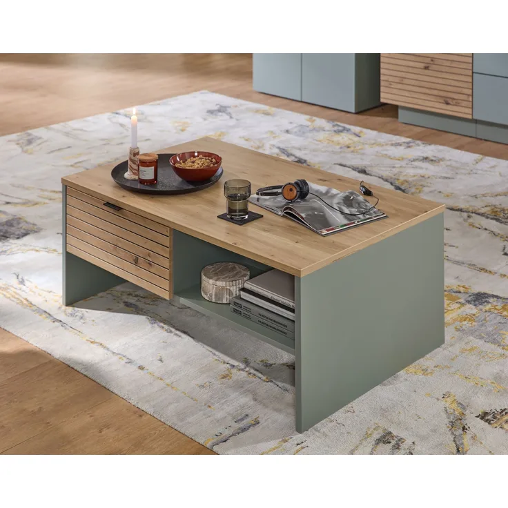 Couchtisch >Ina< in Grün, Holzwerkstoff - 110x44x65cm (BxHxT)