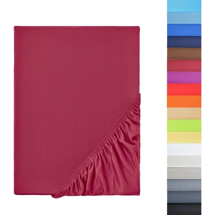 NatureMark Spannbettlaken Mikrofaser Spannbetttuch, Polyester, Gummizug: rundum, viele Größen und Farben Markenware, 200x220 cm, Bordeaux rot – Bild 1