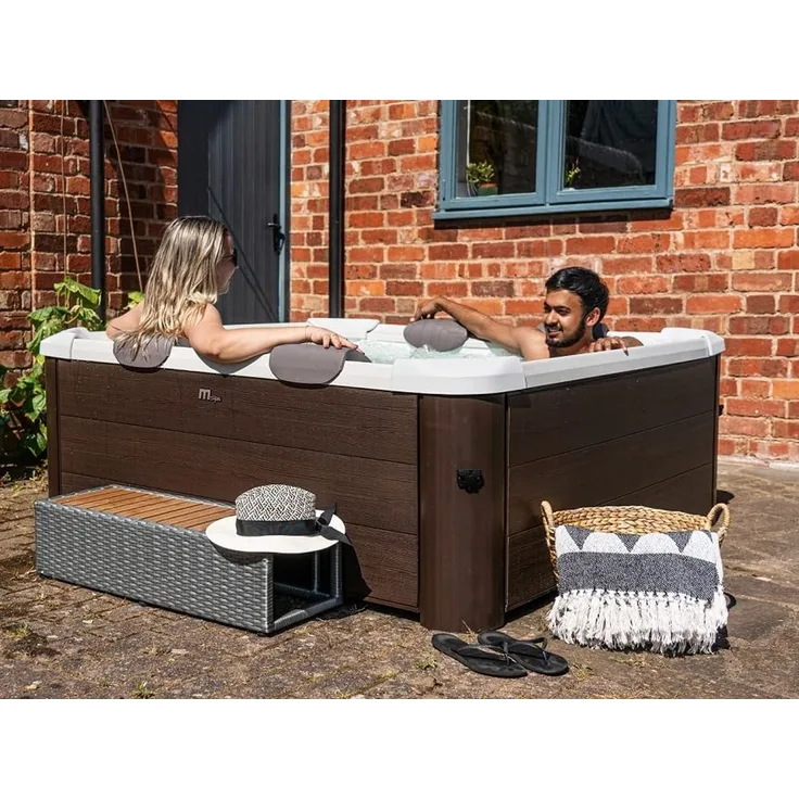 MSpa Whirlpool Frame TRIBECA XXL braun/weiß (Holz-Optik) inkl. MSPA App, UVC, WiFi (160x160cm)