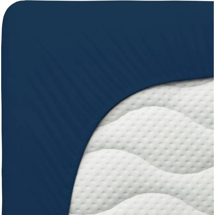 Schlafgut Spannbettlaken Premium, Gummizug: rundum, (1 Stück), Mako-Zwirn-Jersey, Blue Deep, S 90x190cm - 100x220cm – Bild 4