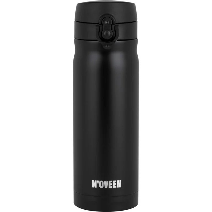 NOVEEN Matte Edelstahlflasche | 400 ml, Schwarz – Bild 1