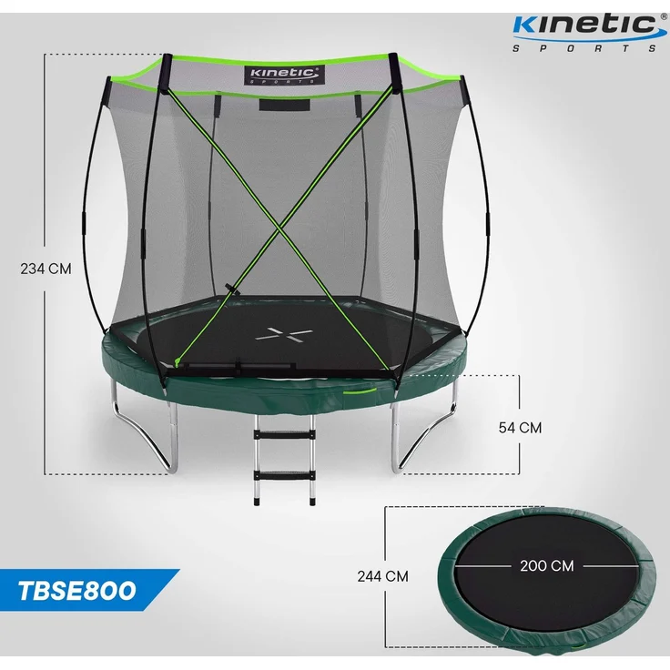 KINETIC SPORTS Trampolin Federlos-Design 'Bungee Safety Elite' - AirMAXX Sprungtuch-Technologie, Ultraleise, Outdoor Gartentrampolin für Kinder & Erwachsene, Ø 244 cm – Bild 5