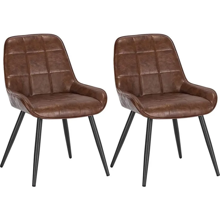 WOLTU Esszimmerstühle 2er Set, Polsterstuhl Kunstleder, Küchenstuhl gepolstert, Akzentstuhl für Wohnzimmer Schlafzimmer Küche, ergonomischer Stuhl mit Rückenlehne, Braun, BH332br-2
