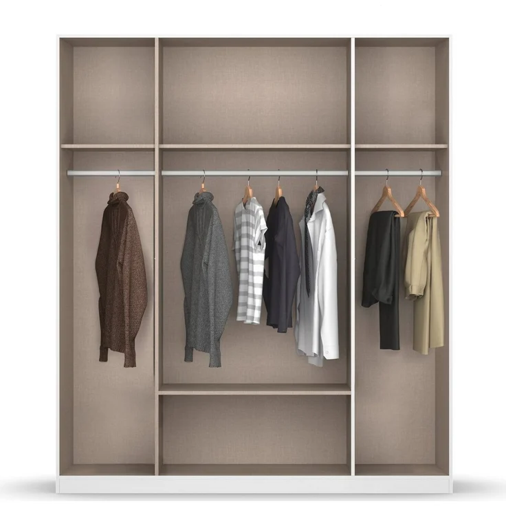 Rauch Möbel Bari, Drehtürenschrank, 4-türig, Kleiderschrank Grau-Metallic, 1 Schublade, mit Spiegel, 181 x 210 x 54 cm – Bild 4