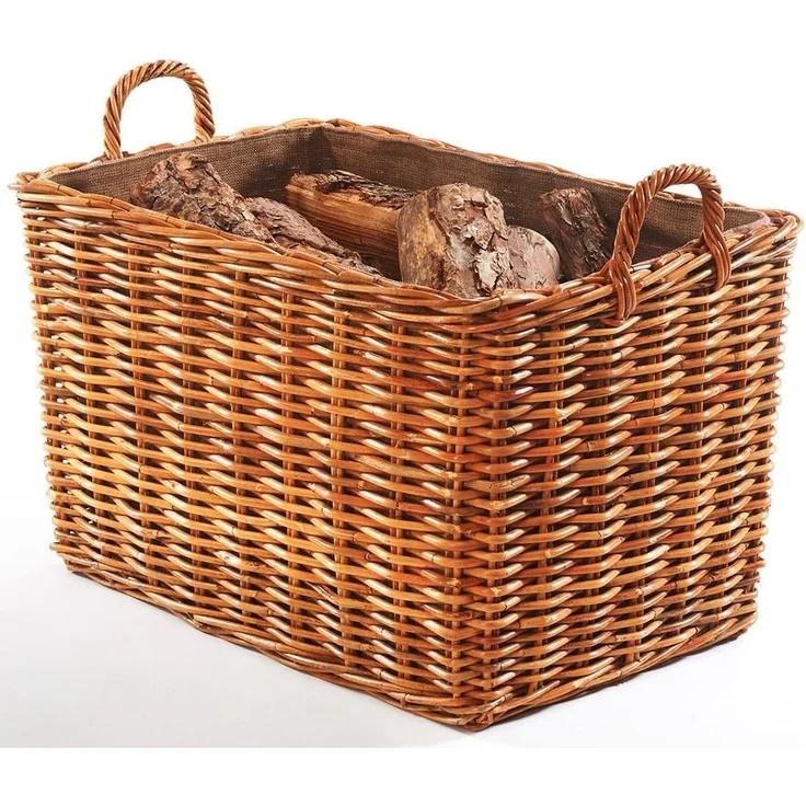 Kobolo Kaminholzkorb Holzkorb Rattan lacak mit abnehmbarem Leinenstoff – Bild 1