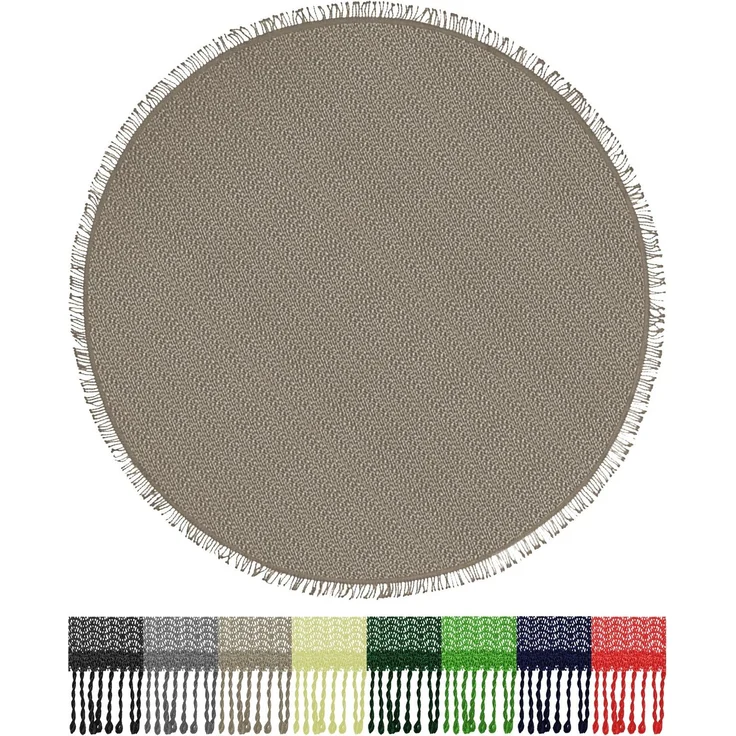 Brandsseller Gartentischdecke Ø 160 cm Tischdecke mit Fransen Outdoor Tischtuch rund Weichschaum für Garten, Terrasse, Balkon wetterfest rutschfest - Cappuccino