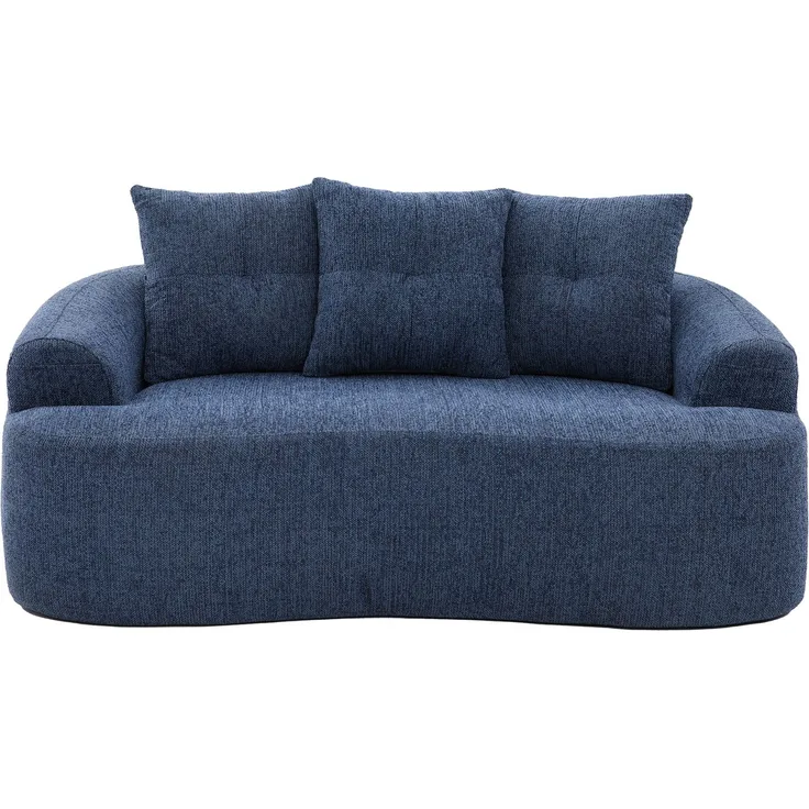 LVHOM 2-Sitzer Sofa mit 3 Kissen, Cloud Sofa mit komprimiertem Design, kein Aufbau erforderlich, Doppelsofa aus Chenille, Blau